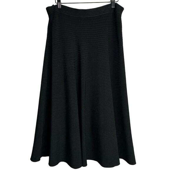 T by Alexander Wang Black Ruffle Embellished Textured Midi Skirt, Size L - Picture 1 of 7